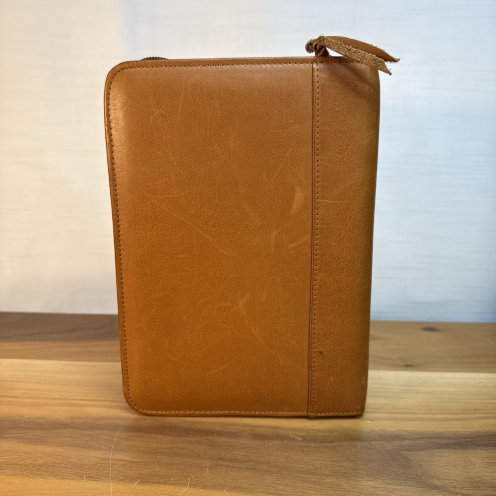 Vtg Rolodex Planner Genuine Leather Personal Zipper Organizer Original Inserts